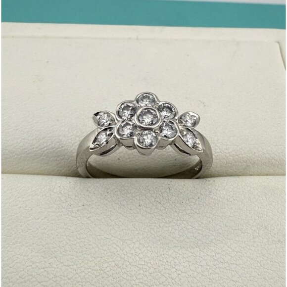 Tiffany & Co Diamond Flower Blossom Diamond Ring in Platinum Size 5.25 - Picture 1 of 9